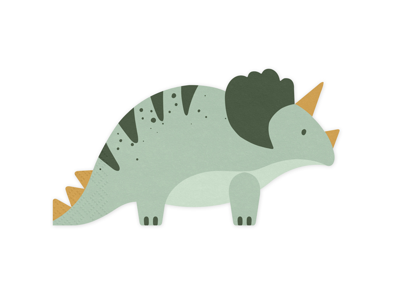 Mint triceratops-shaped paper napkins.